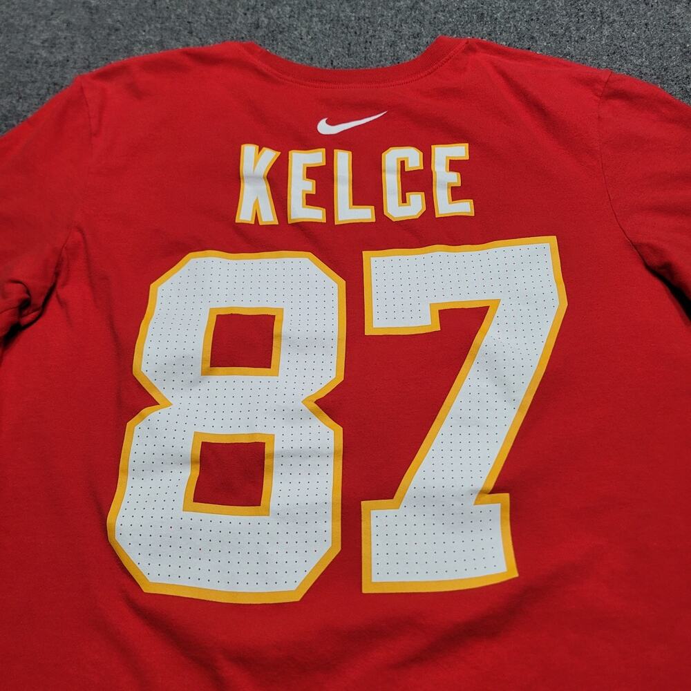Nike Kansas City Chiefs Shirt Mens Large Red Travis Kelce 87 NFL Shirsey